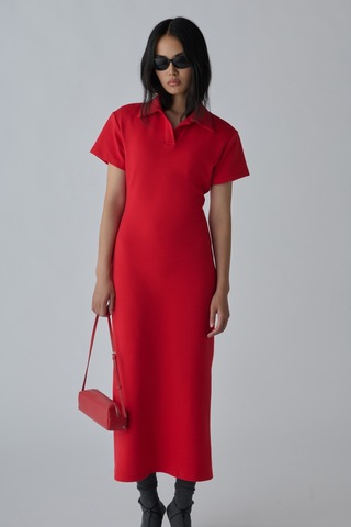 Suud Collection Kırmızı Raine Polo Yaka Elbise