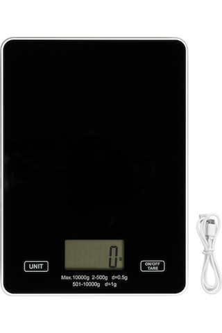 Tenfowee Ev Kullanıma Küçük Miktar Gıda Tartıcı, Cam Platform, Usb Şarjlı, Hassas Sensörlü Siyah Dijital Mutfak Terazi Çok Renkli
