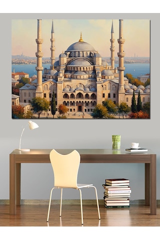 Ahşap Tablo İstanbul Camii Ve Şehir Görünümü
