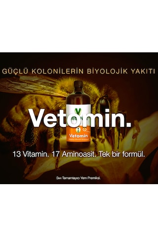 Vetorax Vetomin Premiks 1 Litre Arılar İçin Sıvı Vitamin Aminoasit Yem Premiksi