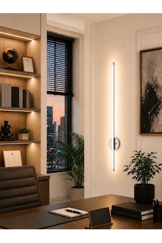 Dekoratif 20w İç Mekan Krom Kasa 3 Renkli Işık Elektrikli 80 Cm Duvar Aplik 10 Adet