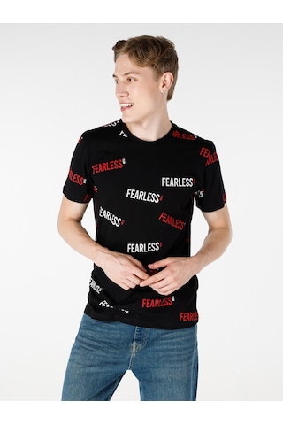 Colin's Colins Regular Fit Bisiklet Yaka Baskılı Siyah Erkek Kısa Kol Tişört Cl1064700 Siyah