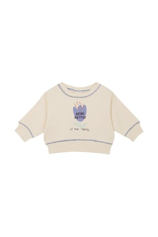 Antebies Organik Lila Çiçek Desenli Manşetli Kız Bebek Sweatshirt Tayt Takımı Mor
