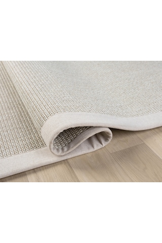 Mariesse Home Bordürlü Hasır Dokulu Sisal Salon Mutfak Koridor Kesme Yolluk Dokuma Makine Halısı Tekbördürlüsisal 664kremkrem