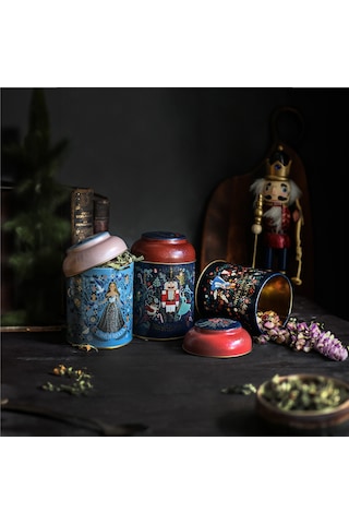 Tales Desenli Metal Saklama Kabı 3 Lü Set, 9 X 11 Cm Çok Renkli