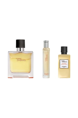 Hermes Terre D'hermes Parfum 75 Ml + 15 Ml + Shower Gel 40 Ml Erkek Parfüm Seti Aromatik
