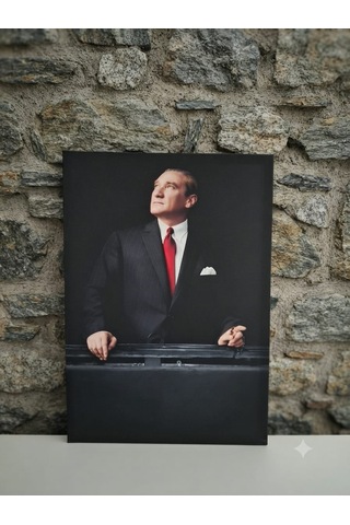 Tablo 60x90 & 40x60 Cm Büyük Ve Orta Boy Ofis Ve Salon Hediyelik Duvar Aksesuarı Atatürk Siyah