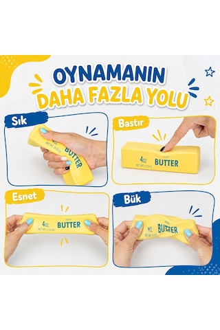 Butter Squishy Stres Oyuncağı Yavaş Yükselen Sıkma Duyusal Anti Stres Oyuncak Tereyağı 14,5 Cm Sarı