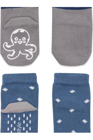 Bistyle Hayvan Figürlü Kaymaz Erkek Soket Çorap 2'li Bs10119 İndigo İndigo