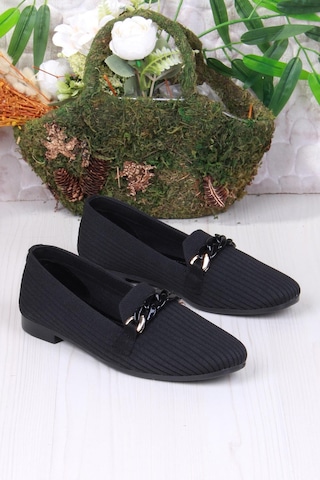 Mehmet Mete 9530 Fashion Tokalı Kadın Babet Sıyah