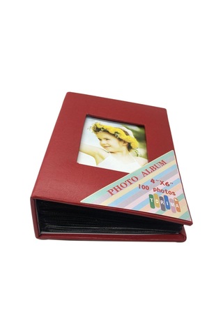 Delux Serisi 4x6 10x15 100'lük Fotoğraf Albüm Kırmızı Kare Motifli Hatıra Anı Biriktirme