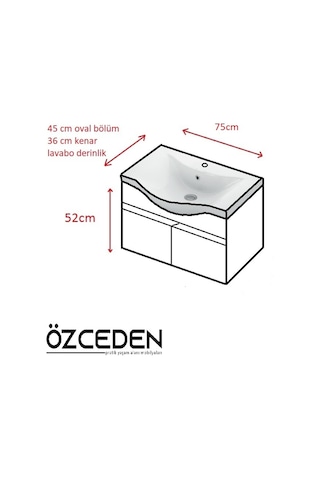 Yıldız Banyo Dolabı 75Cm Asma Komple Antrasit Gri Mat Antrasit
