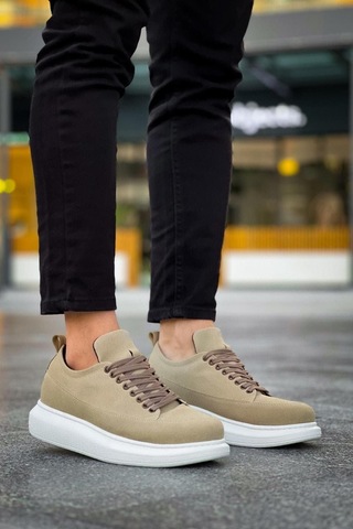 Ay Mood Jy814 Axel Bağcıklı Süet Erkek Günlük Sneaker Ayakkabı Sbt Krem