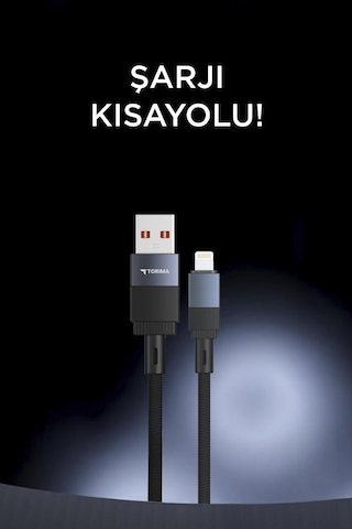 Torima U18 Usb İle Lightning Şarj Ve Data Kablosu Siyah
