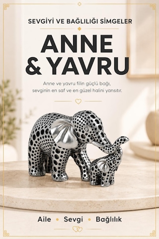 Anne Yavru Fil Biblo 11 Cm İskandinav Dekoratif Obje Ev Ofisi Masa Konsol Hediyesi Renkli Tasarım