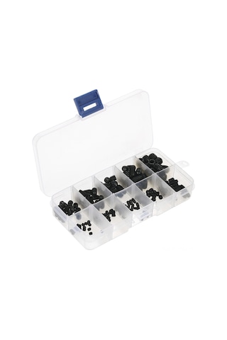 Ximistore9 200 Parça Altıgen Yuvalı Çelik Vidalar Seti - M3, M4, M5, M6, M8 Boyutlarında - Siyah Çinko Kaplama