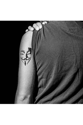 Geçici V For Vendetta Maske Tattoo Kol Omuz Dövmesi