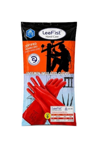 Leefist Elektrikçi İzole Eldiveni Class 0 1000v, Kırmızı/sarı