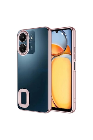 Poco C65 Kılıf Kamera Korumalı Logo Gösteren Zore Omega Kapak-rose Gold Rose Gold