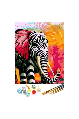 Sayılarla Boyama Seti 40 X 50 Cm Tuval Şasesine Gerili Fil Kolaj