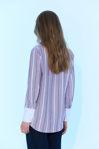 Sagaza Studio Ss6061 Çizgili Gomlek Bordo