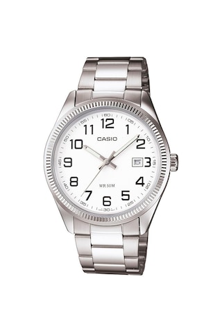 Casio Ltp-v001d-7budf-mtp-1302d-7bvdf Çift Saat Seti Gümüş Metal Kordon Erkek Kadın Kol Saati Gri