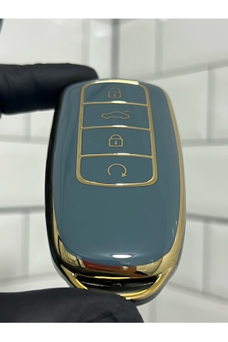 Chery Tiggo 8 Pro Smart Uyumlu Anahtar Kılıfı Gri - Gold