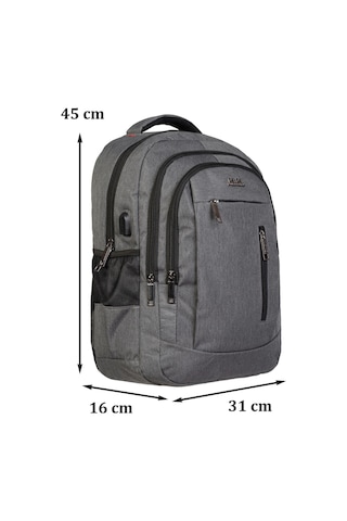 Case Club Usb Aparatlı Apple Uyumlu MacBook Laptop Sırt Çantası 14'' İnç 15,6 İnç Su Geçirmez Kumaş Gri