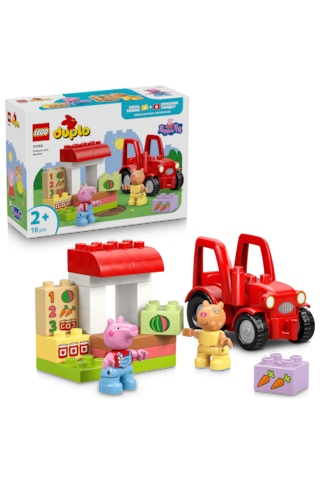 LEGO® DUPLO® Peppa Pig Traktör ve Pazar 10468 - 2 Yaş ve Üzeri Çocuklar için Figür İçeren Eğitici Oyuncak Yapım Seti (18 parça)