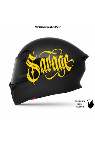 Savage Kask Sticker Motor Kaskı İçin Premium Yazı Sticker Sarı