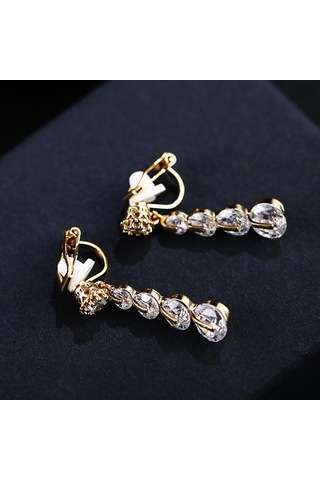 Geeksen Şık S925 Gümüş Kalp Küpe - İnci Ve Zirkon Detaylı Günlük Kullanım Gold