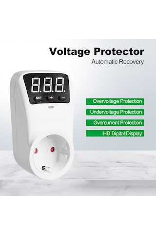 Teltree Eu Standard Beyaz Hlp02 Voltaj Koruyucu Prizi 230v 16a Lcd Ekranlı Buzdolabı Klima Koruyucu Aşırı/düşük Voltajdan Koruma Röleli 3680w