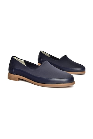 Fox Shoes R908019003 Lacivert Hakiki Deri Kadın Ayakkabı 001