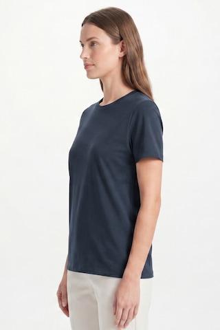 Goffra Kadın Vision Bisiklet Yaka Premium Kalite Yoğun Dokulu Pamuklu T-shirt Lacivert W101-r0220-07