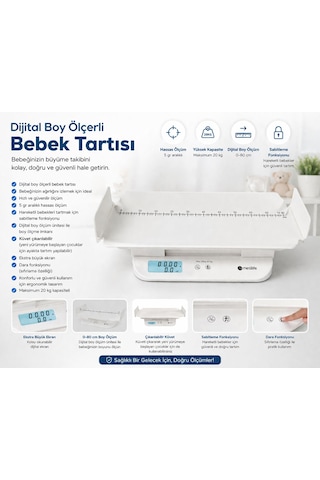 Dijital Boy Ölçerli Bebek Tartısı Db6802