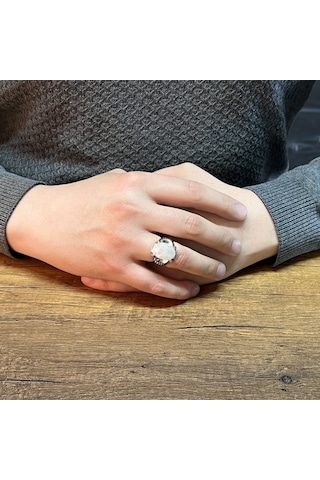 925 Ayar Gümüş Doğal Aytaşlı Erkek Yüzük