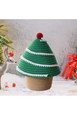 Suntek Kapaklı Saklama Sepeti Küçük Halat Yatak Odası Yeşil