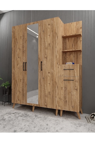 Açelya Portmanto Vestiyer Ayakkabılık Çam 140cm - Montaj Dahil M3