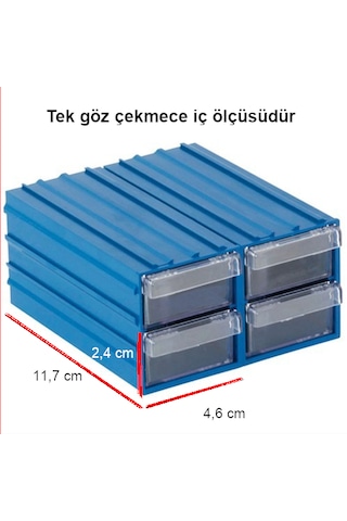 Sembol 300 Plastik Çekmeceli Kutu 4,6X11,7X2,4 Cm (20 Çekmeceli)