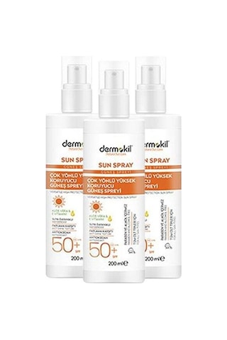 Dermokil Sun Sprey Çok Yönlü Yüksek Koruyucu Güneş Spreyi 50 Spf 200 Ml X 3 Adet