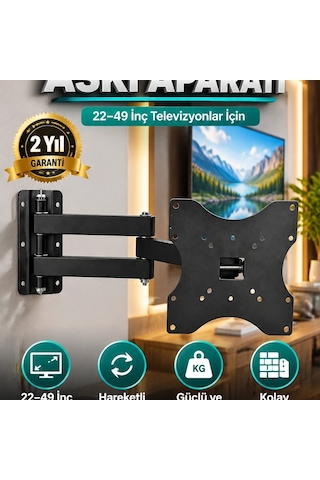 22 49 İnç Televizyonlar İçin Hareketli Duvar Askı Aparatı Ayarlanabilir Konum
