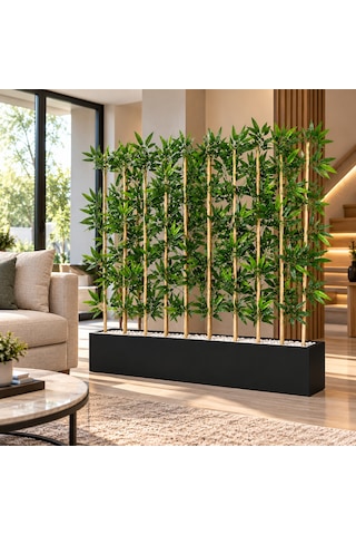 100 Cm Mdf Saksıda 10 Adet 200 Cm Bambu Separatör Siyah Saksı