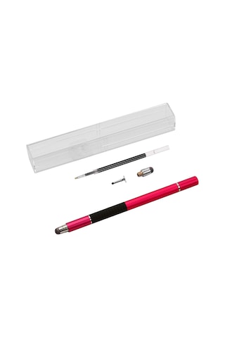 Vkemall Kırmızı Metal 3'ü 1 Toplama: Dijital Dokunmatik Ekran Stylus Kalem + Yazı Kalemi + Değiştirilebilir Uçlar - Telefon Ve Tabletler İçin Kutulu Set