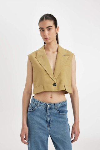 DeFacto Crop Ceket Yaka Basic Düz Blazer Yelek D1199AX24SMKH485 Haki