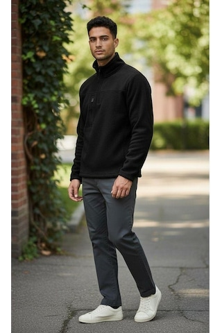 Eren Style %100 Cotton Pamuklu Kışlık Oduncu Polar Kadın- Erkek Siyah