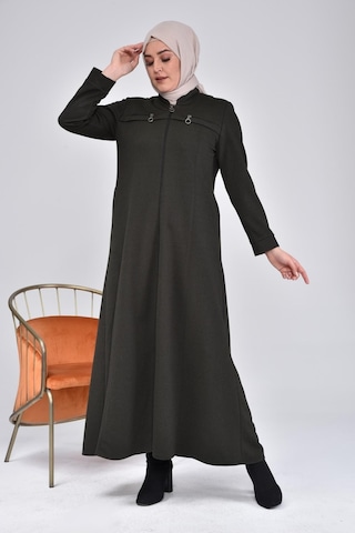 Kadın Büyük Beden Fermuarlı Kışlık Kaban Pardesü 001