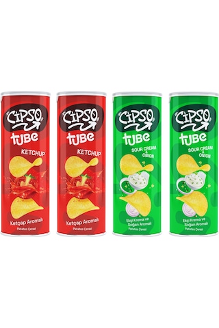 Cipso Tube Ketçap Aromalı Ve Ekşi Kremalı Cips 160 Gr 4 Lü Karma Paket