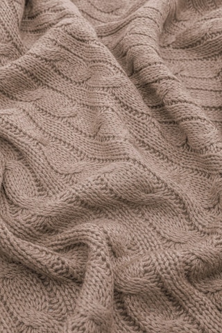 Biocotton Triko Ponponlu Örgü Tv Battaniyesi - Vizon