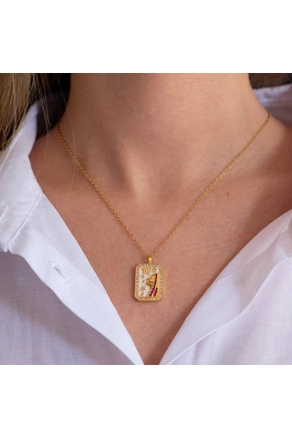 Çelik Kolye Başak Burcu Tarot Kartı Model K-108 Altın