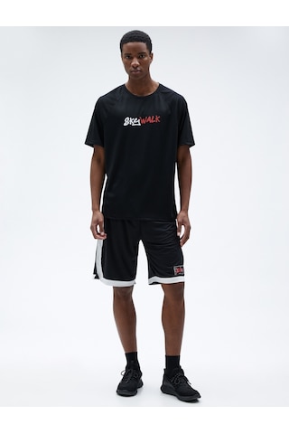 Koton Spor Oversize Tişört Slogan Baskılı Bisiklet Yaka Reglan Kol Siyah 3Sam10092Nk 3Sam10092Nk999 Siyah
